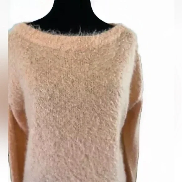Mohair Wool Sweater Caslon S Womens Lightweight Fuzzy Peach Party Preppy Retro - Picture 4 of 6